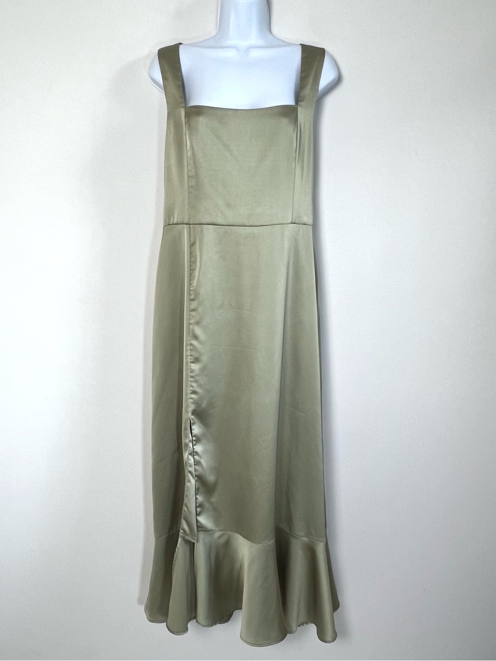 Show Me Your Mumu Claire Midi Dress Moss Green Luxe Satin XL